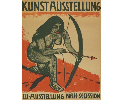 Hermann Max Pechstein    Plakat: Kunstausstellung. III. Ausstellung Neue Secession. Orig.-Farblithographie. Im Stein monogram