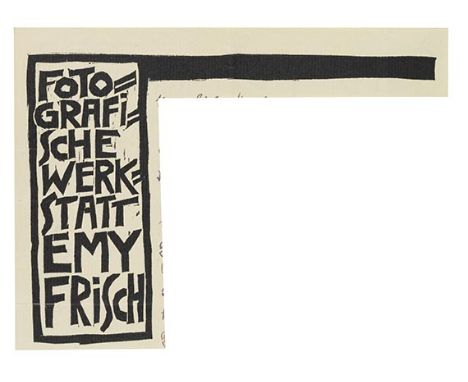 Karl Schmidt-Rottluff    Fotografische Werkstatt Emy Frisch, Briefbogenkopf. Orig.-Holzschnitt. 1915. Auf Bütten. 14,8 : 6,2 