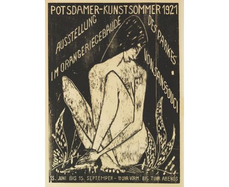 Otto Mueller    Große Sitzende. Orig.-Holzschnitt. Plakat für die Ausstellung Potsdamer-Kunstsommer 1921. 1921/1968. Auf Véli