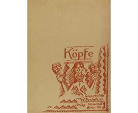 Hermann Max Pechstein    Mappe mit Deckelillustration für die Edition 10 Holzschnitte . Berlin, F. Gurlitt Berlin 1919. Druck