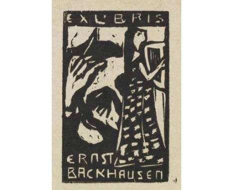 Ernst Ludwig Kirchner    Exlibris Ernst Backhausen. Orig.-Holzschnitt. Links unten bezeichnet 'Sch. I. Seite 46 Nr 79'. 1907.