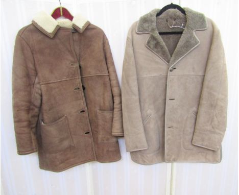 Vintage brown suede sheepskin coat, labelled 'Made in Scotland' and a grey suede sheepskin coat labelled Bailys Glastonbury (