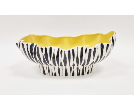 Albert Hallam &amp; Jim Hayward for Beswick,&nbsp;a 'Zebrette' pattern planter of elongated form with wave rim, shape 1346, d