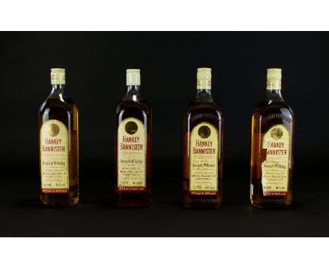 Hankey Bannister Blended Scotch Whisky 4 Vintage Bottles From The 1980's. All 1 Litre Bottles 40% Vol, And Sealed Caps. Store