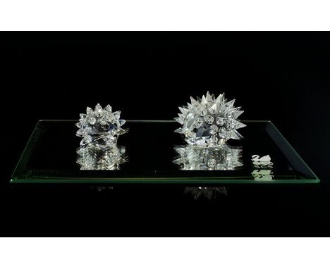 Swarovski Silver Crystal Hedgehogs ( 2 ) In Total. Both Come with Original Boxes. Sizes - Large Hedgehog ( without whiskers )