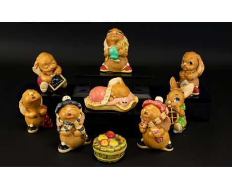 Collection of Pendelfin Ceramic Figures. Includes Various Rabbit Figures. Comprises 1/ Honey Figurine. No 1060925. Hairline C