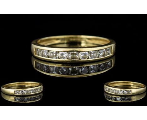 Ladies 14ct Yellow Gold Cubic Zirconia Set Dress Ring. Fully Hallmarked for 585 14ct Gold. Ring Size - R. 2.5 grams. Excellen