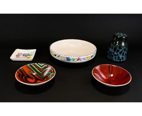 A Collection Of Poole Pottery Five pieces in total to include trinket dish, shallow bowl, two 'Delphis' sweet dishes and a pr