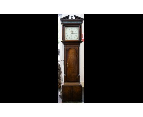Thomas Houghton Chorley (1780-1840) Oak Cased 30 Hour Longcase Clock  Twin weight, with  broken pediment to top and flanked b