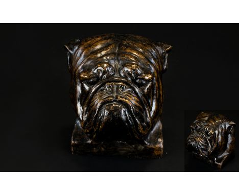 A Limited Edition Ceramic Resin Figure By North Light Titled 'Bulldog Bust' Limited number 162 of 250, in the form of a bronz