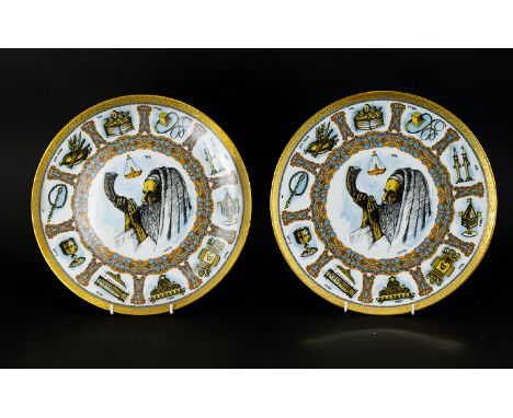 Two Goebel Traditions plates from an original work by Laszlo lpansky ltd 10,000 nos 3405/3562