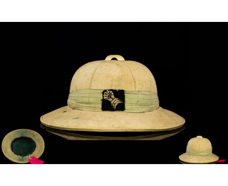 World War II British Tropical Helmet with 6 th Armoured Division Insigma on Pacri Band. Liner Intact, but Minus Chinstrap. 