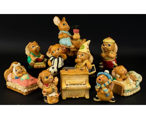 Collection of Pendelfin Ceramic Figures. Includes Various Rabbit Figures. Comprises 1/ Striker Figurine. No 2101469. 2/ Barne