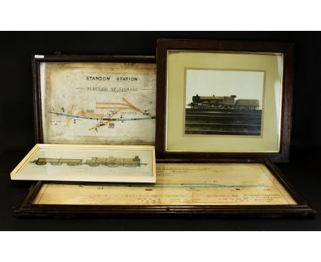 Railway Interest. Four Framed Pictures To Include Stand And Station Diagram Of Signals. G E R Mildenhall Line Diagram Of Sign