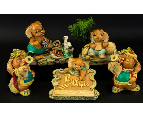 Collection of Pendelfin Ceramic Figures. Includes Various Rabbit Figures. Comprises 1/ Puffer No 2035488 x 2 Figures. 2/ Even