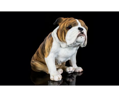 A Limited Edition Ceramic Resin Figure By North Light Titled 'Bulldog, Seated Bridle' numbered 43 of 1000. In the form of a s