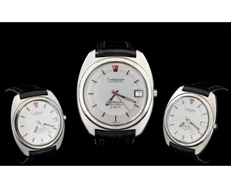 Gentleman's Omega Electronic Constellation Chronometer Steel Wristwatch. Features Date-Just, Seconds Sweep. F300 HZ. c.1970's
