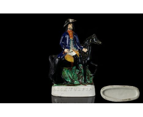 Staffordshire Early Hand Painted Dick Turpin Figure. c.1860. Dick Turpin of His Famous Black Bess, Similar Piece Illustrated 