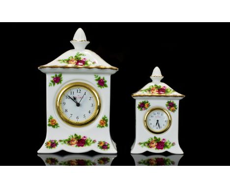 Royal Doulton Country Rose Stylish Clocks. Comprises 1/ Royal Doulton Carriage Clock. Approx 5 Inches High & 6 Inches Wide. 2