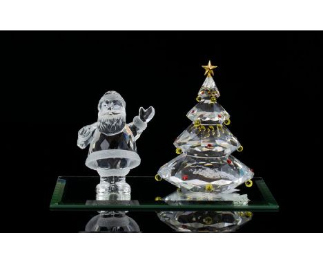 Swarovski Crystal Father Christmas Figure and Christmas Tree - Exquisite Accents 1/ Christmas Tree. No 7475 000 606. Designer