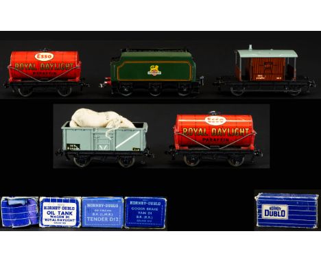 Hornby Dublo Precision Built Die-cast Models From The 1950's, Comprises 1/ B.R Tender D12, Gauge OO. 32008. 2/ Goods Brake Va