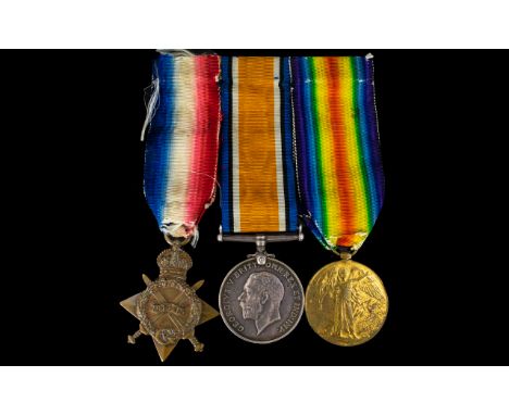 Great War Medal Trio Awarded to 12404 PTE. G. Moutlon Manch. R, with Original Full Length Ribbons. Comprises 1/ 1914 - 1915 S