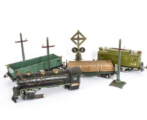 Lionel Wide ("Standard") Gauge Trains, comprising boxed '8L' electric locomotive No 8 in olive green, G-VG, wheels are possib