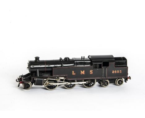 A Bassett-Lowke 0 Gauge 3-rail LMS 'Stanier' 2-6-4 Tank Locomotive, in LMS lined black as no 2603, with DC motor, VG, light w