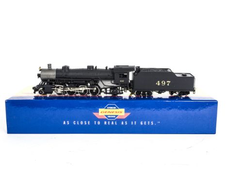 Athearn H0 Gauge Steam Locomotive and Tender, a boxed G9017 USRA Seaboard Airline 2-8-2 light Mikado 497 in black livery, G-E