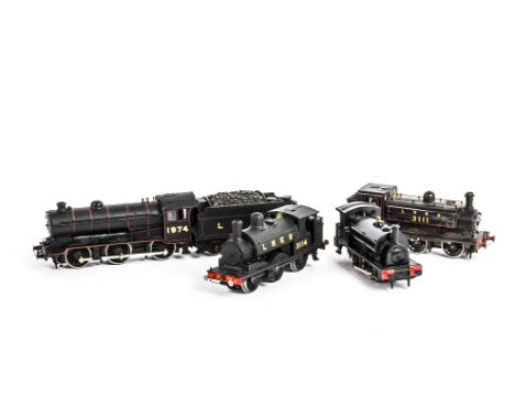 Four Modified/Detailed Bachmann and Hornby 00 Gauge LNER Locomotives and Tender, comprising unboxed Bachmann class J39 0-6-0 