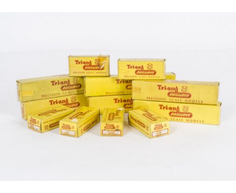 Tri-ang TT Gauge Goods Rolling Stock, including bogie Well Wagons, Cattle Wagon, Shell Tank Wagons, Hopper Wagon and others, 