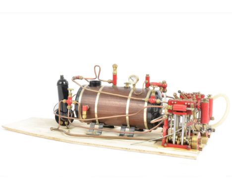 A Maxwell-Hemmens Live Steam Twin-engined Marine Steam Plant, with centre-flue gas-fired horizontal boiler 7½" long (over lag