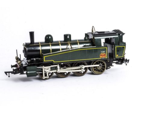 An AS Models (France) 0 Gauge 3-rail SNCF 0-8-0 Tank Locomotive, in green with brass trim and yellow tank lining, as no 040-T