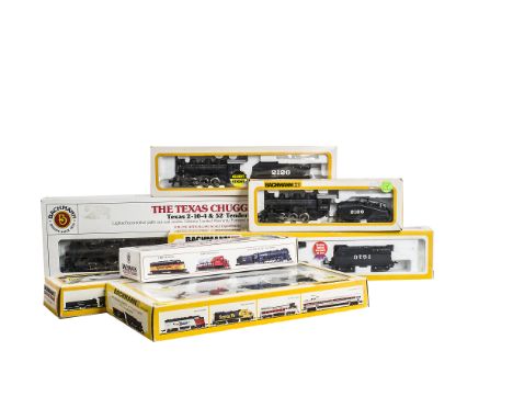 Bachmann H0 Gauge Steam Locomotives and Tenders, a boxed group comprising  41-562-02 The Texas Chugger in black Santa Fe live