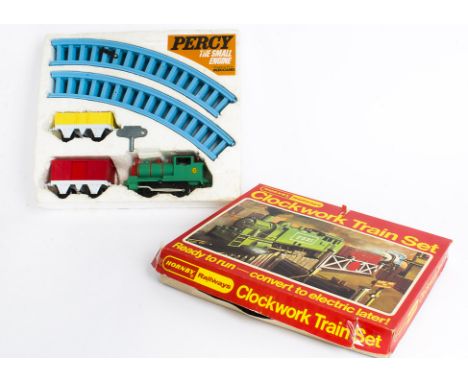 A Meccano (Hornby) 0 Gauge Clockwork 'Percy' Set and 00 Gauge Train, the Percy set in original polystyrene box base (lacks ou