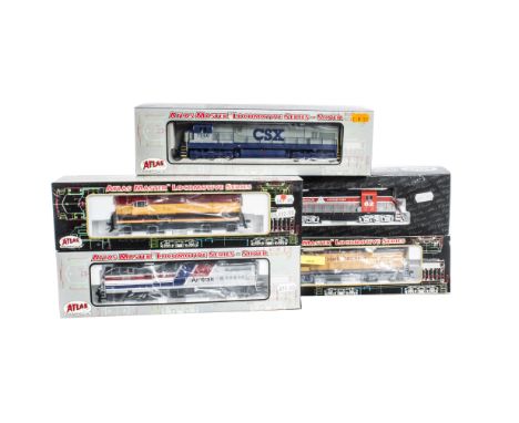 Atlas Model Rail Road Company H0 Gauge Diesel Locomotives, a boxed group including  8442 EMD GP-7 62 in red and grey Bangor &