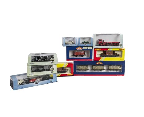 00 Gauge Goods Wagons and Oxford Diecast Trackside Vehicles, a boxed collection including Bachmann 37-255A set of three miner