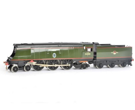 An ACE Trains 0 Gauge Coarse-scale 2/3 rail E/9 Ex-SR 'Battle of Britain' Class 4-6-2 Locomotive and Tender, in late BR lined