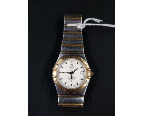GENUINE 18 CARAT GOLD AND STAINLESS STEEL OMEGA CONSTELLATION WRIST WATCH CHRONOMETER AND AUTOMATIC.  NO BOX AND NO PAPERS BU