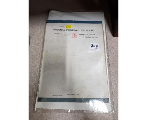 1970'S ARSENAL FC AUTOGRAPH SHEET