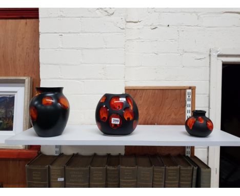 SET OF 3 POOLE POTTERY VASES