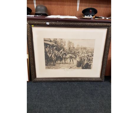 LARGE ANTIQUE MILITARY PRINT, RELIEF OF LADY SMITH