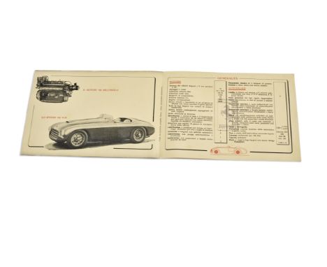 Ferrari Spyder 166 -  Mille Miglia2-panel leaflet in Italian, promoting the Ferrari Spyder 166 M.M and its Mille Miglia engin