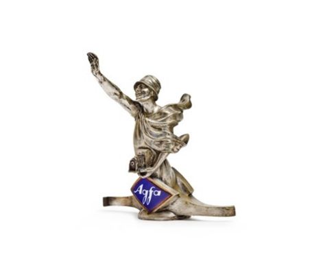 Agfa-FilmMascot in silver-plated bronze and white and blue enamel. Mascot made for the Agfa Film brand for their important ad