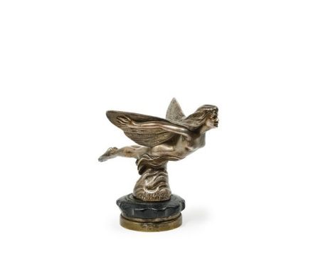 V. ROSSIButterfly WomanFemme PapillonMascot signed V.Rossi and titled 'L'Art Allégorique, 17 rue Marois, Paris'. In silver-pl