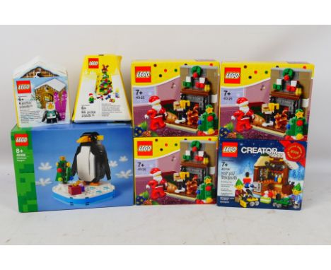 Lego - Seven boxed factory sealed Lego 'Christmas' themed sets, consisting of Lego #40498 Christmas Penguin; #40125 Santa's V