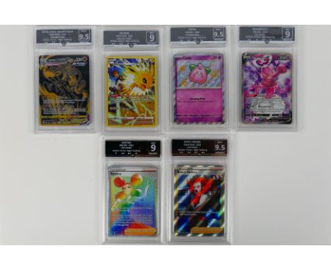 Pokemon - A graded collection of six graded Pokemon cards graded by Getgraded. Lot consists of Brilliant Stars Jolteon TG04/T