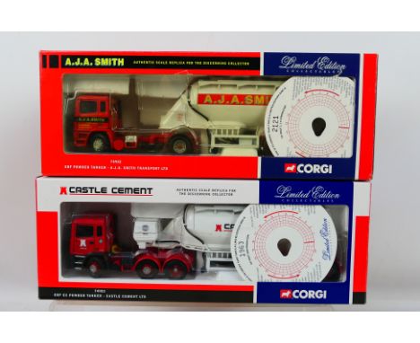 Corgi - 2 x limited edition trucks, ERF EC Powder Tanker in Castle Cement livery # 74903 and ERF Powder Tanker in A.J. Smith 