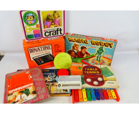 Merit - Binatone - Spears - A group of vintage games and toys including Magic Robot, Table Tennis, TV Master MkIV, Backgammon