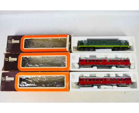 Lima - 2 boxed HO/OO gauge locomotive and a dummy car. Includes #205105 Class 55 Deltic D9003 'Meld', #9125 DB 815606-9 and #